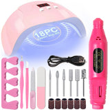 Professional Nail Art Kit with 54W UV Lamp Glue Dryer Polisher Dead Skin Remover Finger Separator Manicure Pedicure Home Use