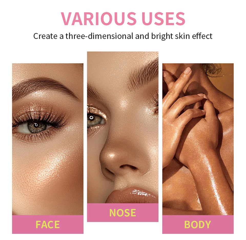 Multi Cream Eyebrow Blush Highlighter Palette Long Wearing Eyeshadow Palette Matte Shimmer Finish With Free Brush & Powder Puff