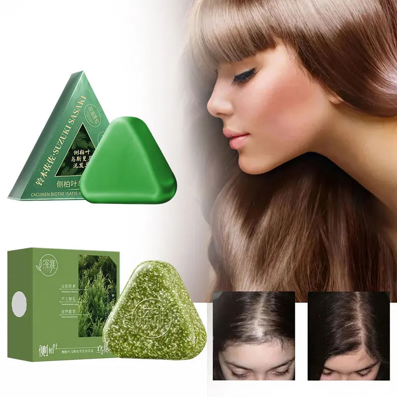 Usman Grass & Platycladus Herbal Shampoo Soap Natural Hair Loss Treat Strengthens Roots Controls Oil Cleanses Scalp Hair Growth