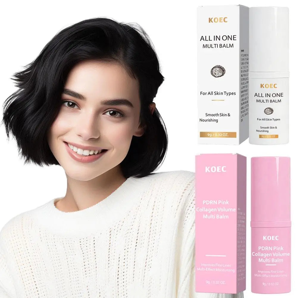 KOEC PDRN Pink Collagen Volume Multi Balm Stick, Anti‑Aging Moisturizing Serum Stick for Fine Lines, Dull Skin Brightening