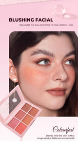 Long Wear Blush Makeup Palette Buildable Color Velvet Finish Face Powder Cheek Contouring Brightening