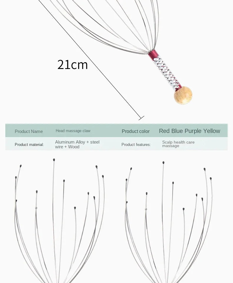 Octopus Head Massager Scalp Massager Relaxation Relief Body Massager Remove Muscle Tension Tiredness Metal Head Relax Massager