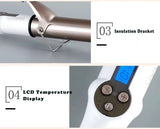 Temperature Setting Electric Hair Curler Long Curling Tong Wand 9-38mm Professional Hair Curling Iron LCD Screen
