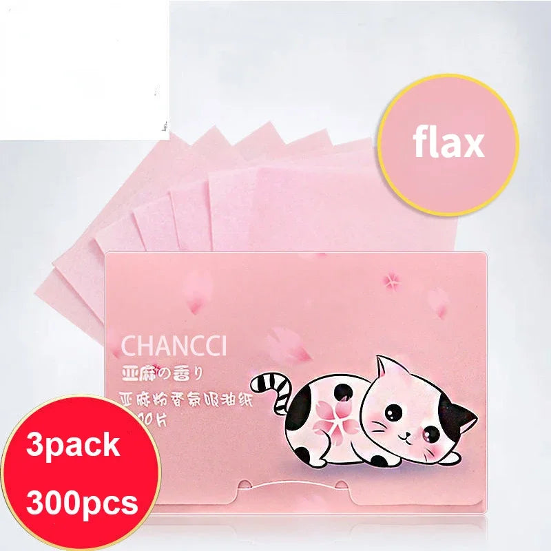 100/300pcs/6Packs Protable Face Oil Blotting Paper Matting Wipes Facial Cleanser Oil Control Oil-absorbing Face Cleaning Tools