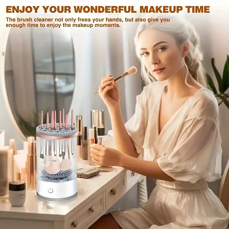 USB Powered Brush Washer & Dryer - Odorless Battery-Free Makeup Cleaner, Plug-and-Play Essential Beauty Accessory