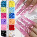 12Grid/Box Mixed Resin Bowknot Nail Charms 3D Colorful Bow Kawaii Rhinestone Nail Art Decorations DIY Manicure Parts Pen Tweezer