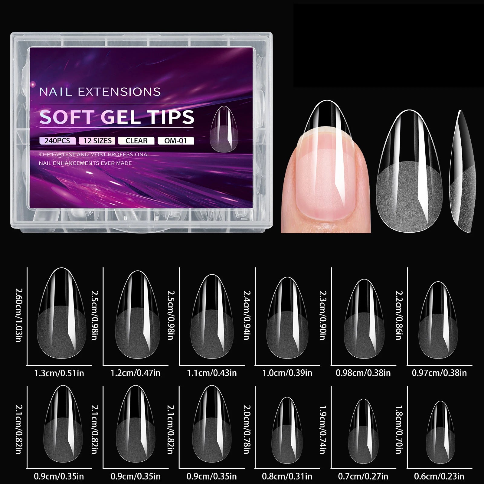 100/320/600Pcs Short Almond Nail Tips Soft Gel Nail Tips Full Cover False Nail Tips For Acrylic Nails  Salon Home Press On Nails