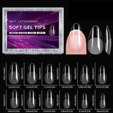 100/320/600Pcs Short Almond Nail Tips Soft Gel Nail Tips Full Cover False Nail Tips For Acrylic Nails  Salon Home Press On Nails
