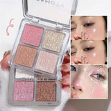 Four Color Glitter Highlighter Powder Palette Diamond High Gloss Shiny High Light Bronzers Face Body Brightening Makeup Cosmetic