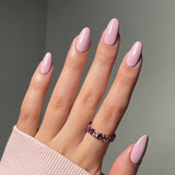 24Pcs Simple Wine Red Fake Nail with Mid-length Design Almond Press on False Nails Wearable Round Head Oval Full Cover Nail Tips