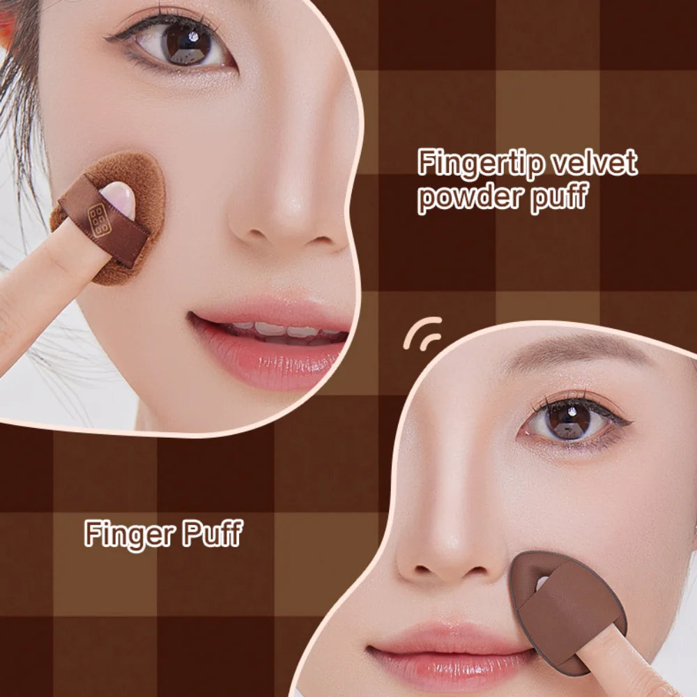 GECOMO 6 PCS Chocolate Powder Puff Set, Wet And Dry Sponge, Soft Leather Flocking Makeup Cushion