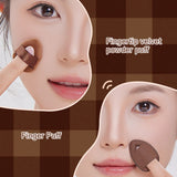 GECOMO 6 PCS Chocolate Powder Puff Set, Wet And Dry Sponge, Soft Leather Flocking Makeup Cushion