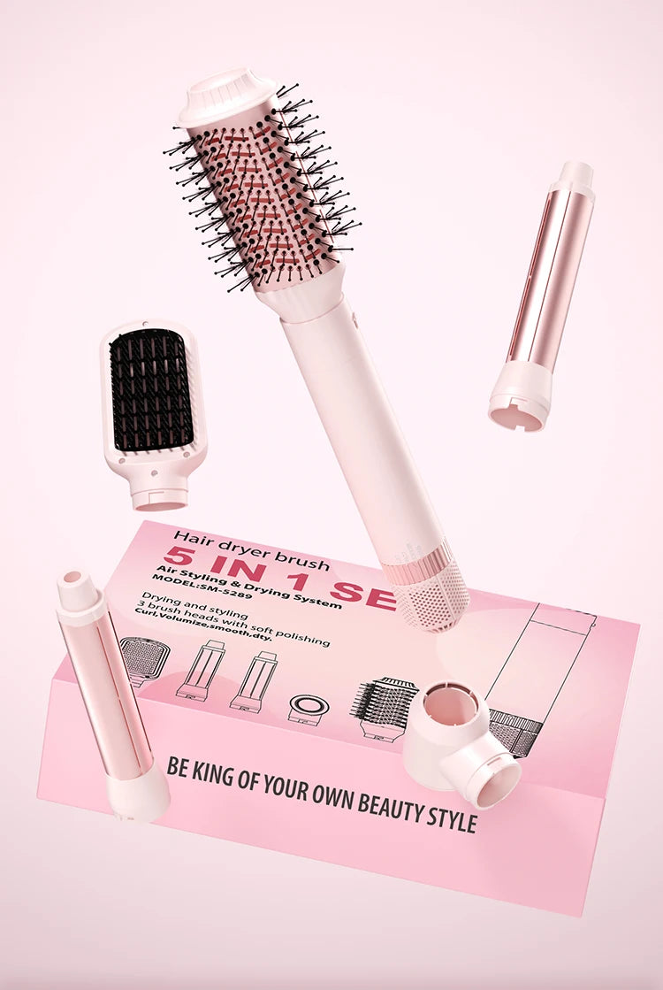 Hair dryer brush detachable 5-in-1 styling and drying system, fast drying, curl smoothing and styling, automatic curling iron