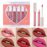 6Pcs/8Pcs Matte Color Lasting Lip Gloss Set Three-Dimensional Plastic Lips Waterproof Anti-Sweat Non-Stick Cup Lipstick Set