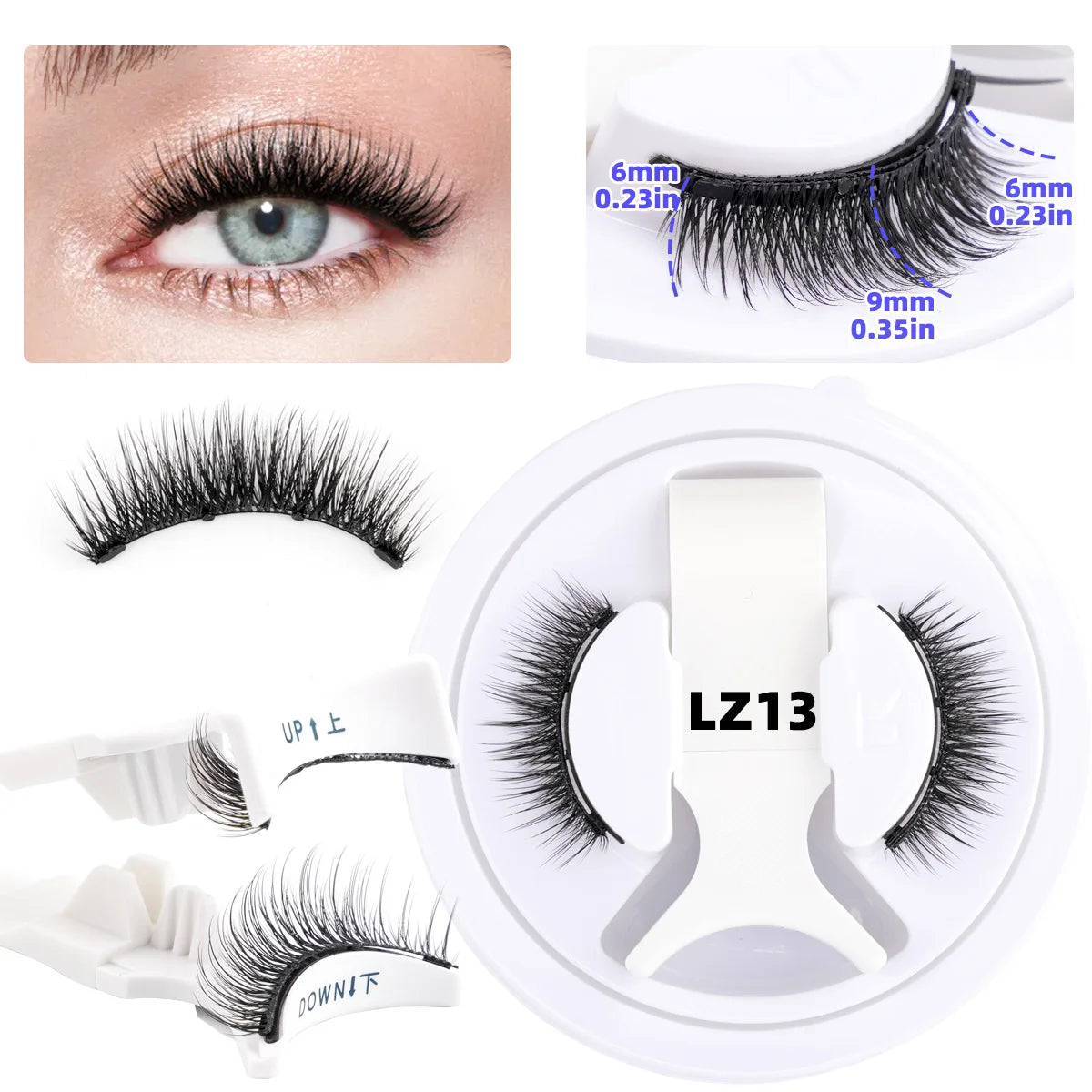 1/2 Pair Reusable Magnetic Eyelashes Tweezers Set Faux Mink Lashes Handmade 3D Natural False Eyelashes and Magnetic Tweezers Set