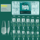 NAILPOP Soft Gel Nail Tips 600PCS Pre-Buff Full Cover Coffin Almond  Oval Shaped Nail Extenison Tips Half Matte Gel X Fake Nails