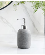 5Pcs athroom Accessories set  Lotion Dispenser Toothbrush Holder Tray Tumbler Cup Soap Dish Beige and Grey