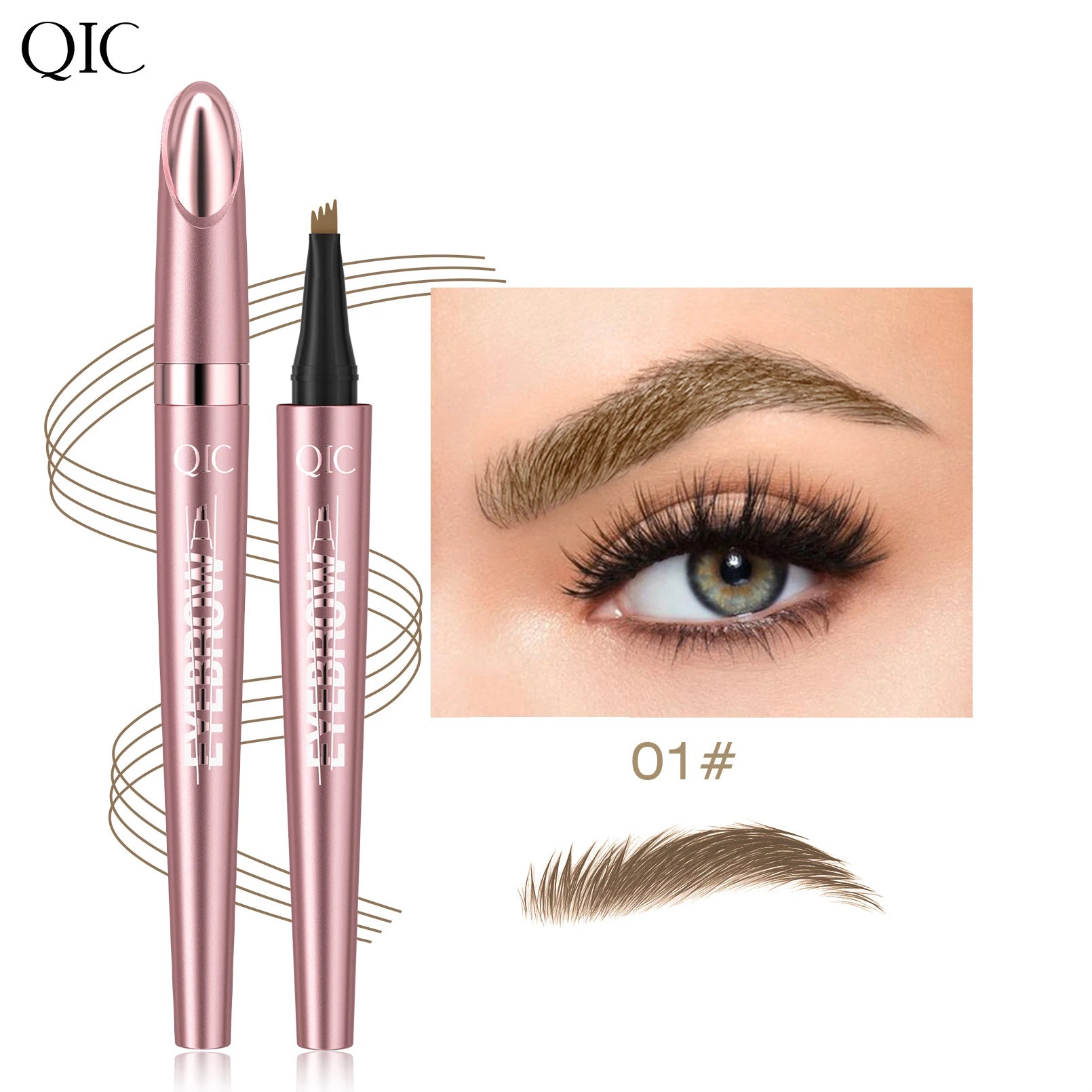 Four Claw Liquid Eyebrow Pen Waterproof Sweatproof Long Lasting 3D Wild Brow Microblading Makeup for Beginners