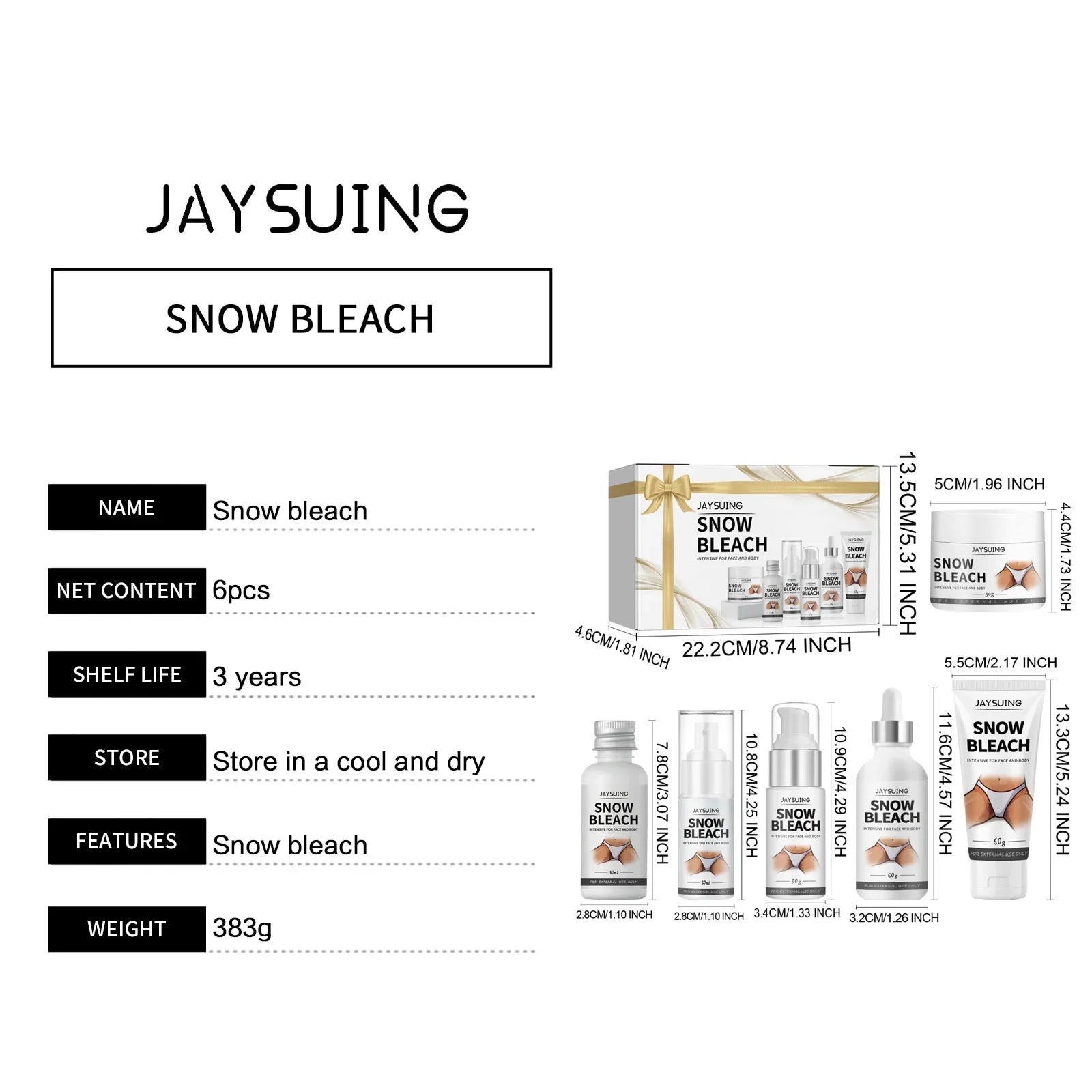 Snow Bleach Cream Private Parts Brighten Fast Bleaching Underarm Knee Dark Sp-ot Remove Mel-anin Body White-ning Serum Cream Set