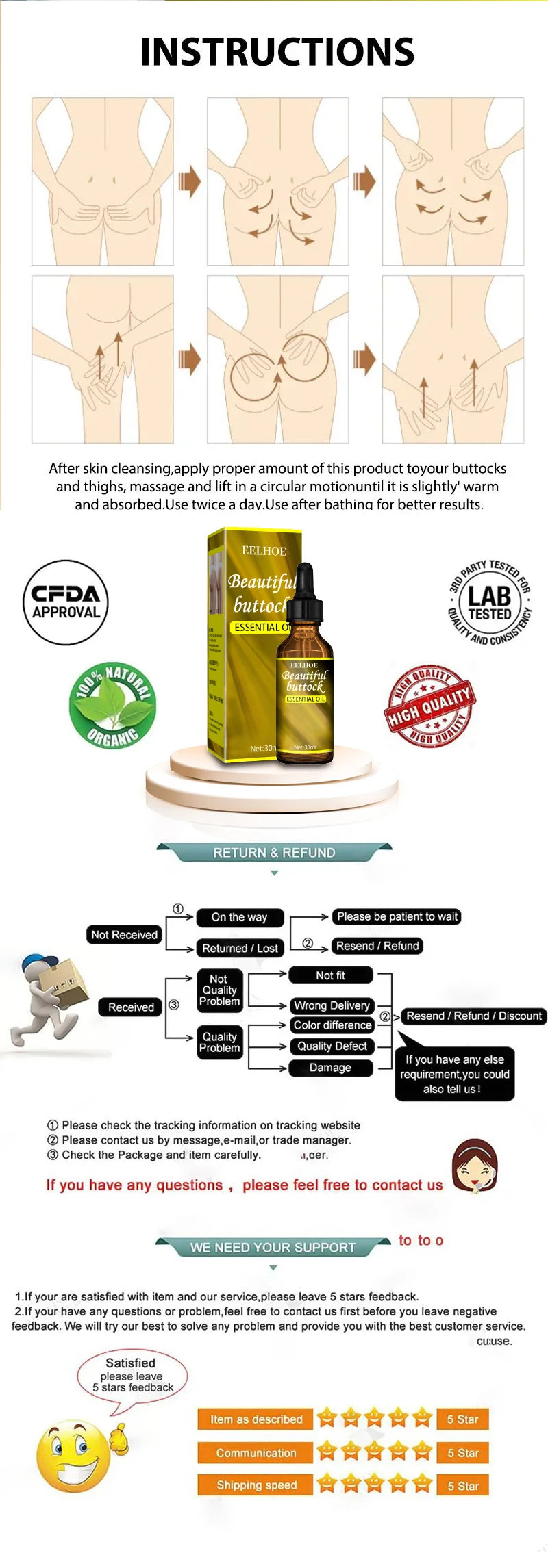 Hip Up Essential Oil Buttock Enlargement Cream Effective Lifting & Firming Butt Hip Lift Beauty Big Ass