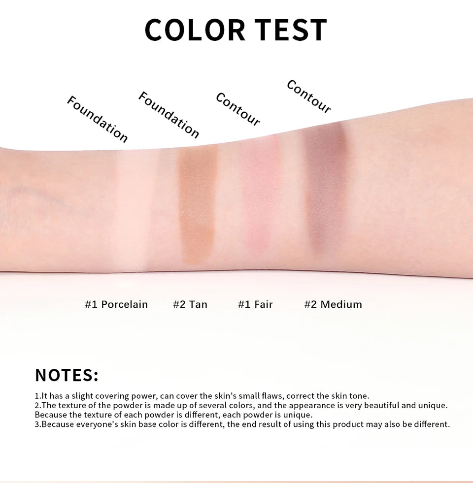 Demi Matte Natural Finish Baked Brighten Color Correcting Powder Foundation Buildable Light to Coverage Oil Control Makeup