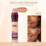 USHAS 12 Color Liquid Concealer Moisturizing Rotating Sponge Head Concealer Long Lasting Lightweight Multi-use Foundation Makeup