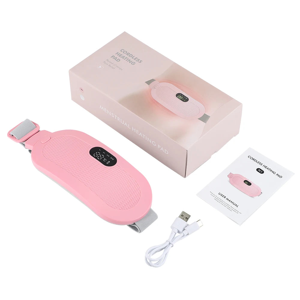 Women Menstrual Heating Pads Effective Hot Compress Period Relief Belt Rechargeable Heated Waist Massager Gifts for Female