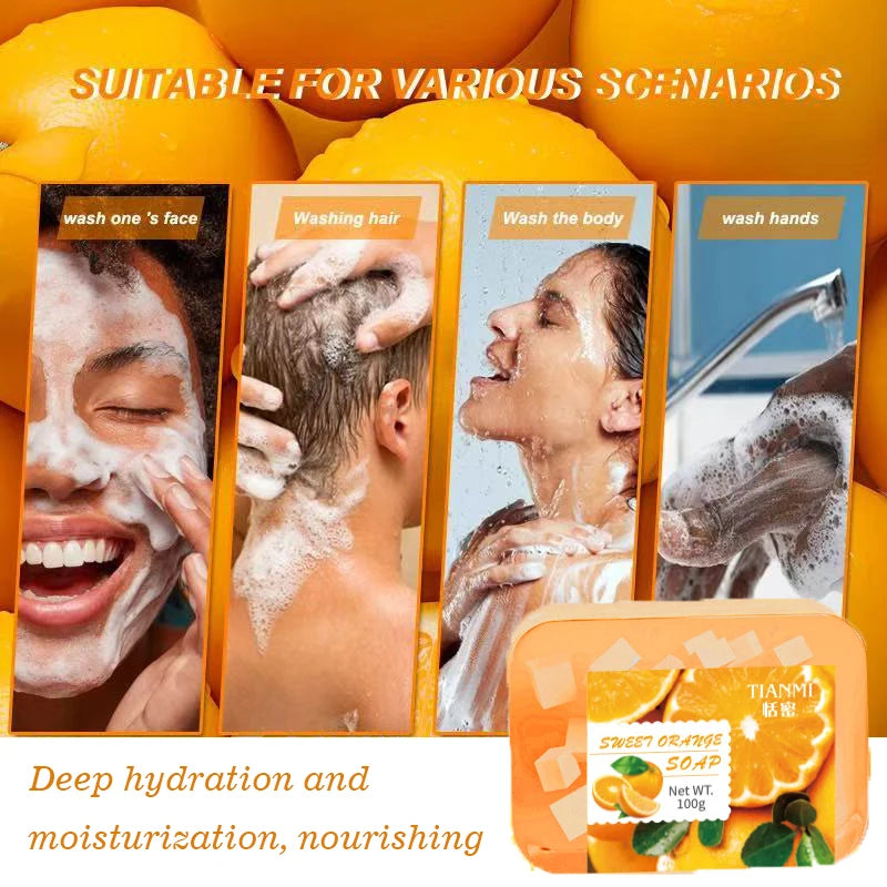 Sweet Orange Jelly Soap, Enriched with Sweet Orange and Glycerin, Deeply Cleanses the Face and Body, Hydrates and Moisturizes