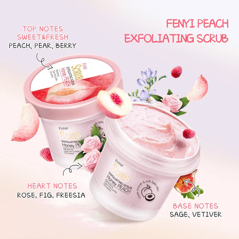 Fenyi Honey Peach Body Scrub Exfoliating Deep Clean Moisturizing Smooth Skin Remove Dead Skin Gentle Care for Face & Body