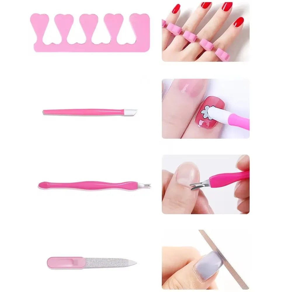 Professional Nail Art Kit with 54W UV Lamp Glue Dryer Polisher Dead Skin Remover Finger Separator Manicure Pedicure Home Use