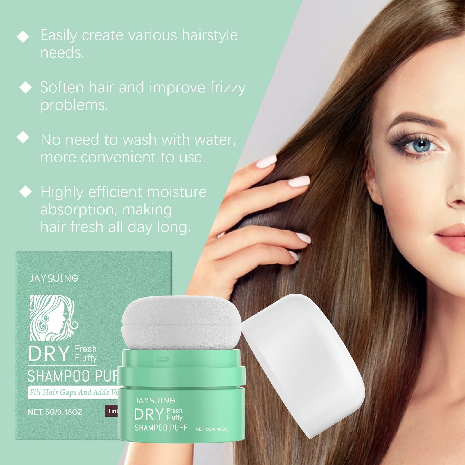 Matte Dry Shampoo Puff Instant Oil Control Lift Root Fluffy Hair Refresh Scalp Portable Matte Finish Hair Care Dry Hair Powder