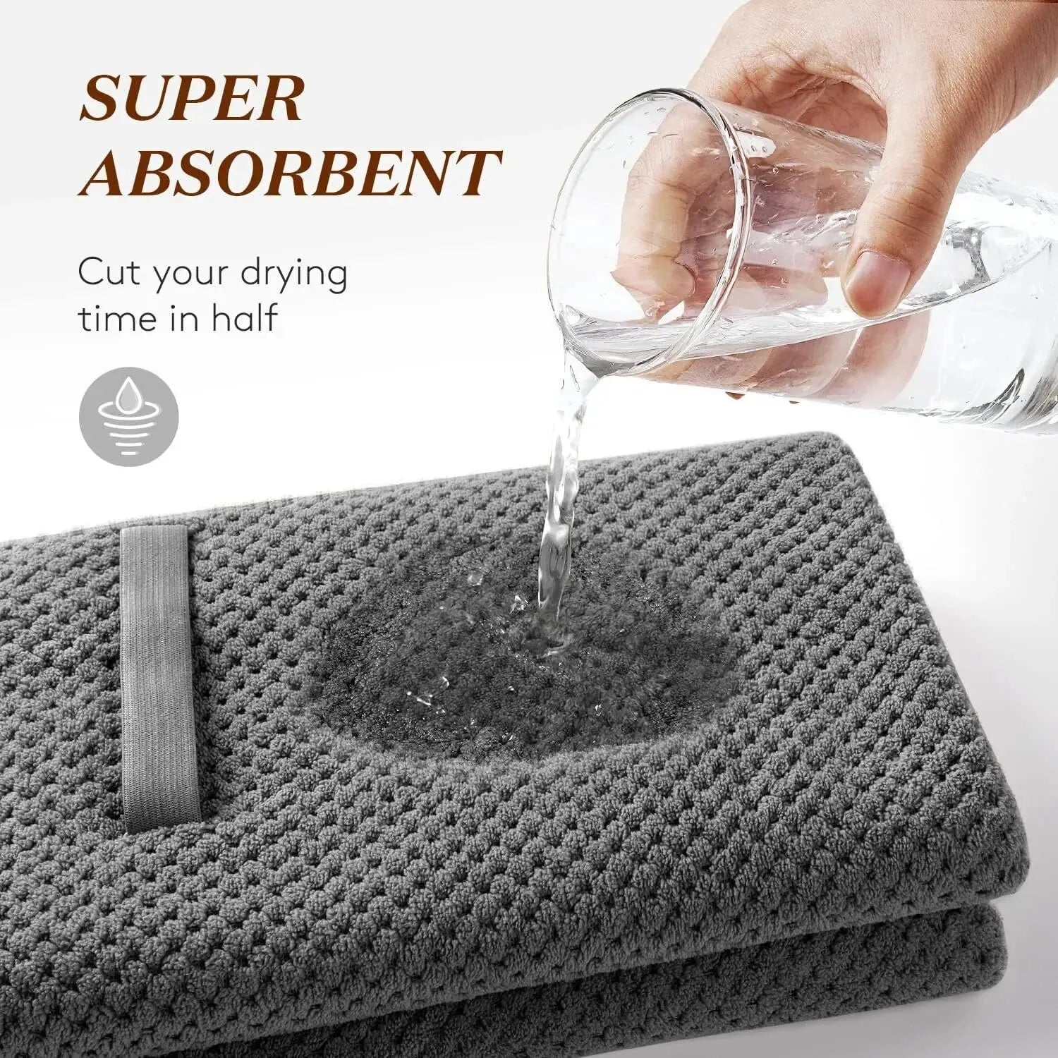 Super Absorbent Elastic Band Head Towel for Women's Hair Drying - Extra Large Microfiber Hair Towel Wrap with Headband