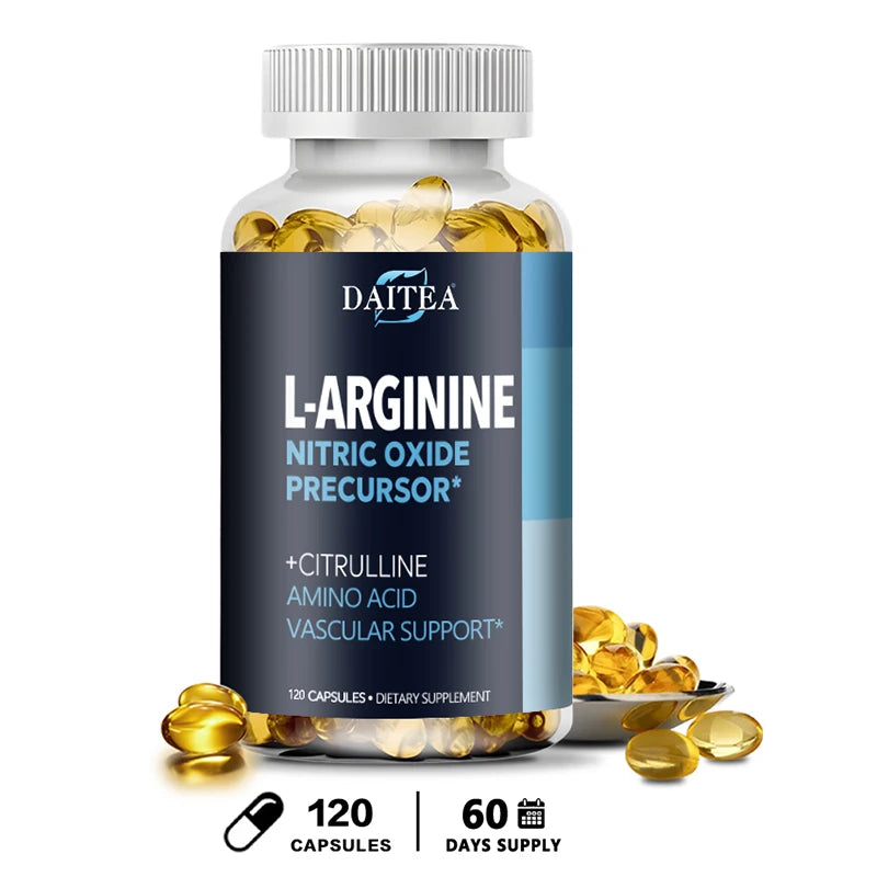 Daitea L-Arginine Supplement - For energy, strength and endurance support during exercise | Muscle Mass, Non-GMO