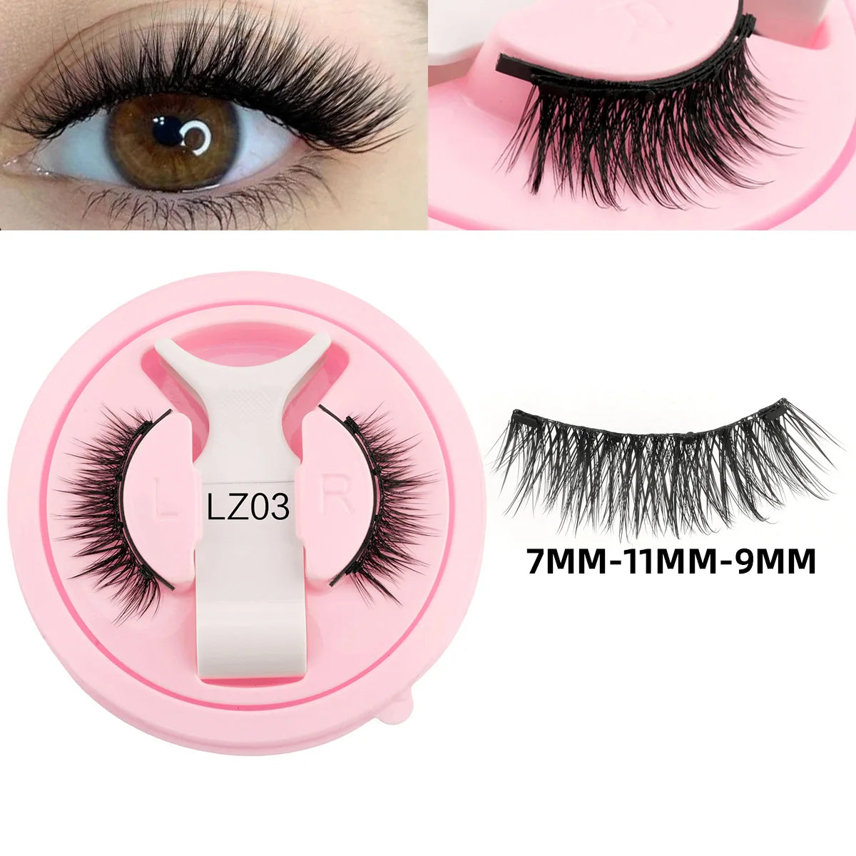 2 Pairs Magnetic Eyelash Natural Look Fluffy False Eyelashes Reusable Magnetic Eyelash Set with Applicator No Glue Need Makeup