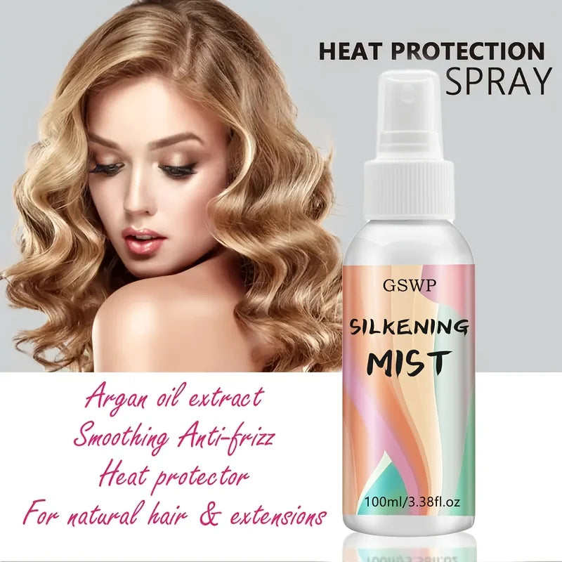 GSWP Silky Hair Spray is a leave-in treatment with heat protection, a pleasant fragrance, and leaves hair smooth and shiny.100ml