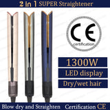 220V Professional Hair Straightener Hair Dryer Heat-Up Flat Negative Ion Iron Lasting Styling Straightener 2 in 1 With display