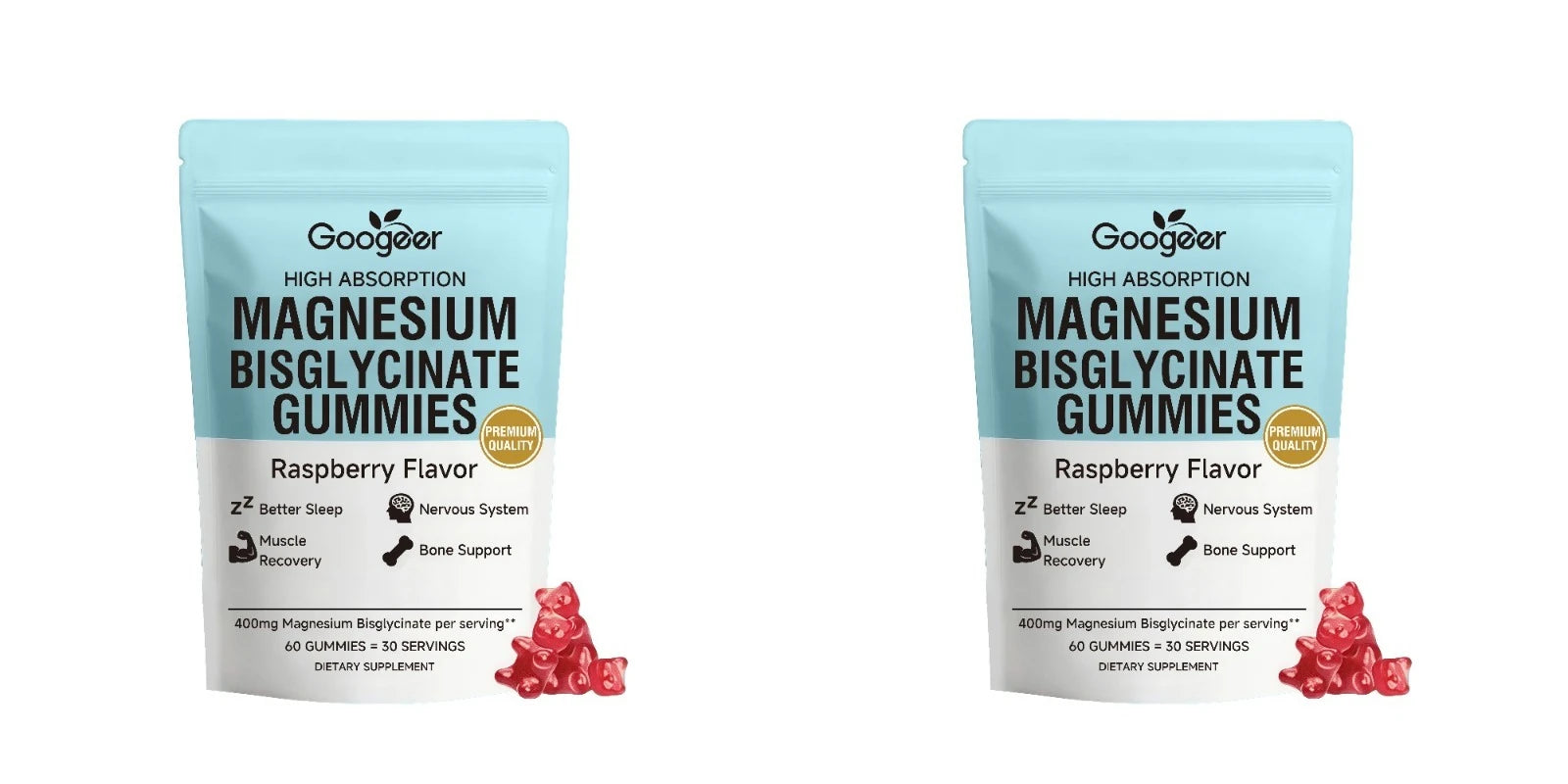 Magnesium Bisglycinate Gummies 400mg, 60 Count, Adult Daily Wellness Supplement for Bone Muscle Sleep Support