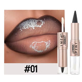 2-in-1 Lipstick & Lip Gloss, Dual-End Design, Waterproof Long-Lasting Lip Liner, Moisturizing Glossy Finish for Plump Lips
