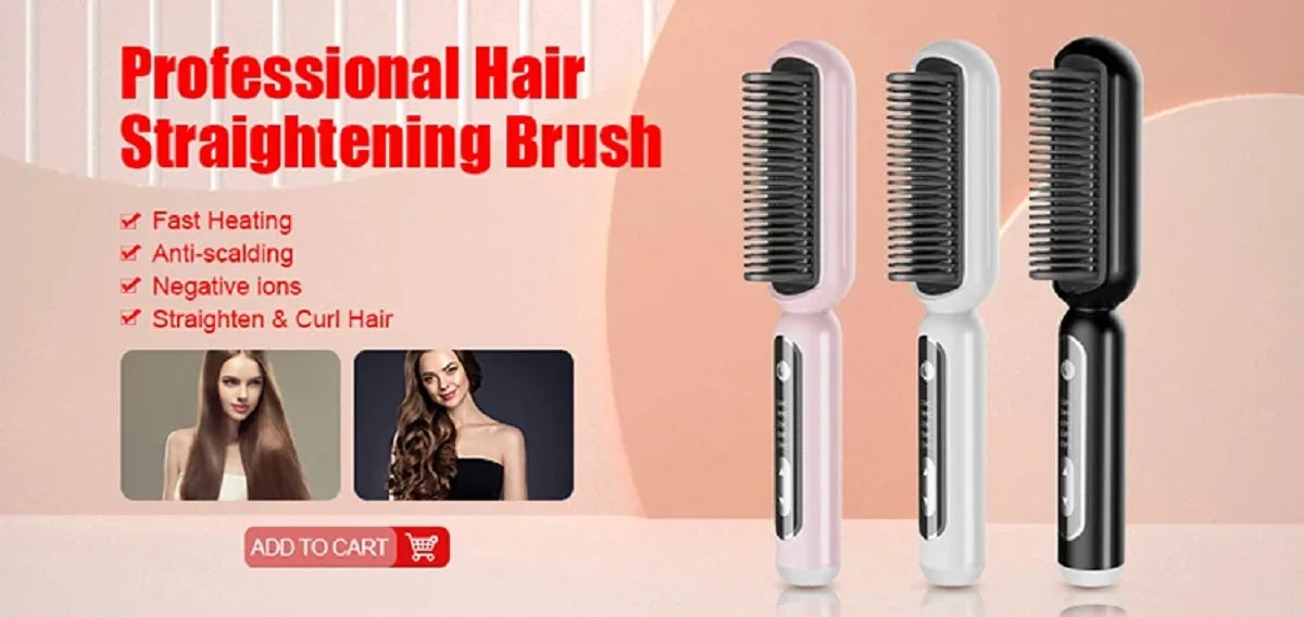 Electric Ceramic Mini Hair Straightener Unisex Portable Flat Iron Wet/Dry Straightening Curling Irons Black FastHeat Hair Curler