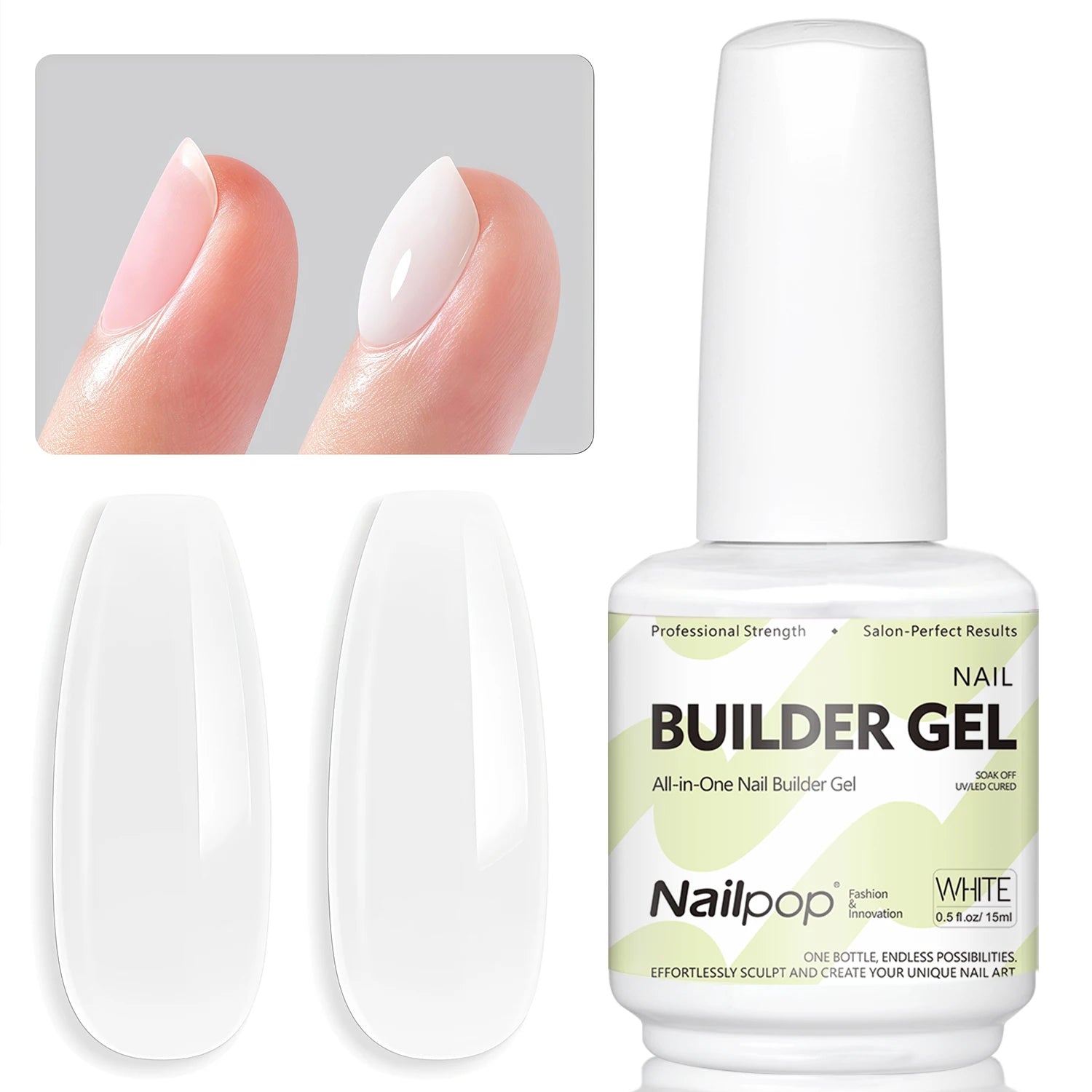 Nailpop 7 IN 1 Nail Glue Gel 15ml Gellack UV Nails Builder Gel Apex & Extension Soak off Base Gel Top Coat  HEMA FREE