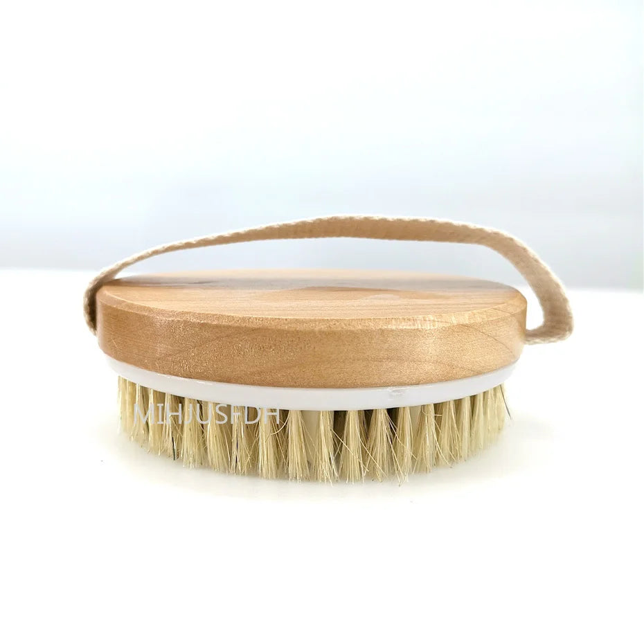 2 In 1 Dry Skin Body Massage Brush Natural Bristle Dead Skin Remover Anti Cellulite Exfoliates Blood Circulation Massage Tools