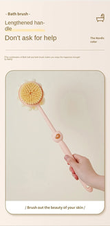 Two Sided Shower Body Brush Silicone Long Handle Bathroom Wash Brush Bathing Massage Back Body Exfoliating Brush Bath Supplies