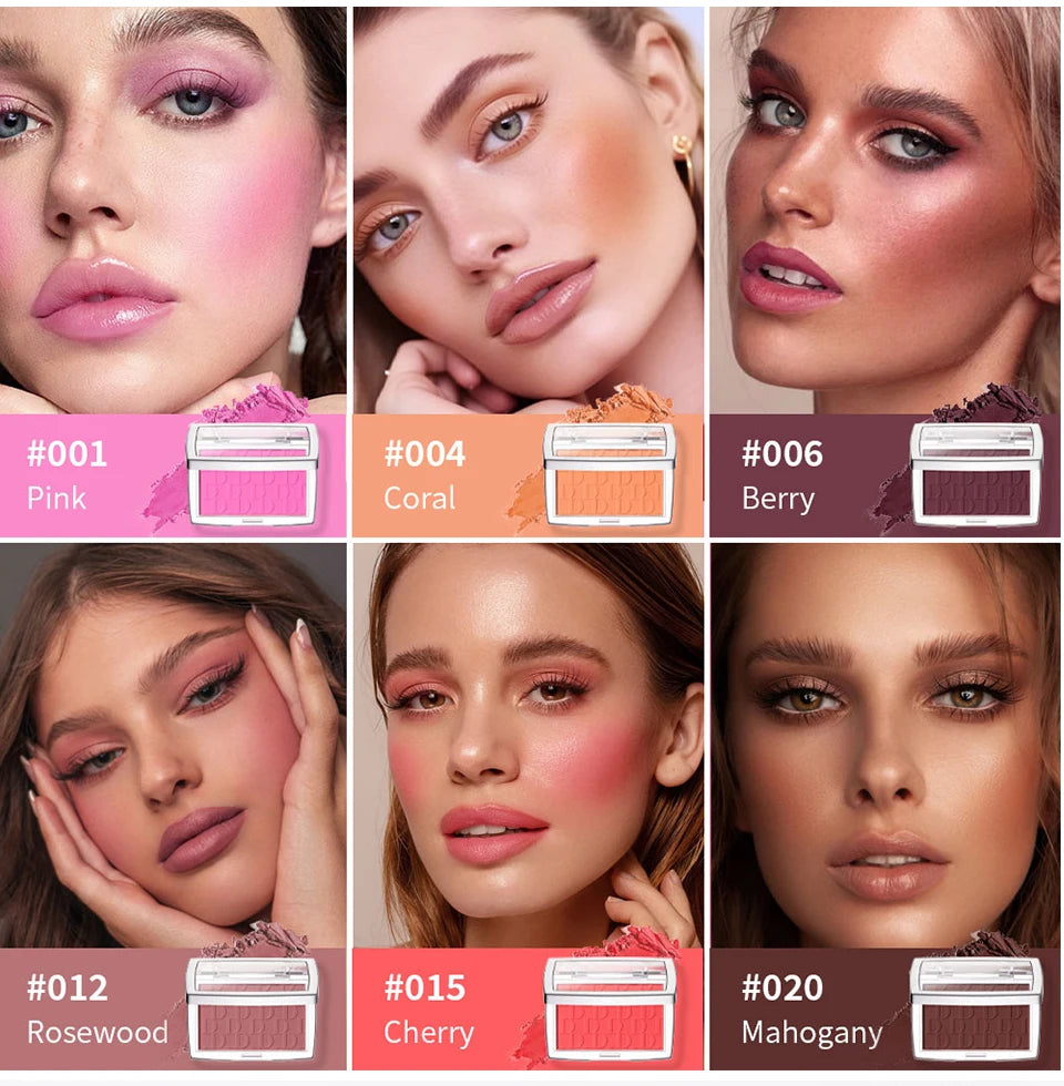 Hot Matte Embossed Blush Palette Rosy Blusher Facial Blush Powder High Pigmented Pink Coral Rouged For Cheeks Smooth Cosmetics