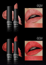 7Colors Glitter Lipstick Waterproof Long Lasting Diamond Pearlescent Metallic Lipstick Black Lipgloss Women Lips Makeup Cosmetic