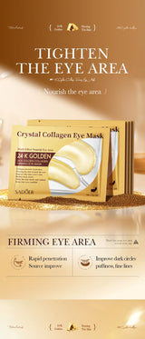 20Pcs=10Pairs Gold Collagen Crystal Eye Mask Skincare Eye Patches Firming Moisturizing Nourishing Eye Skin Care Products