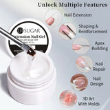 UR SUGAR 6 IN 1 Extension Nail Gel 15ML Clear Quick Builder Nail Gel Semi Permanent Self-leveling UV Construction Gel Soak Off