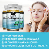 Marine Collagen Complex Capsules, Hydrolyzed Peptides for Skin Elasticity, Hair, Nails, Joint & & Bones Health, Glowing Beauty