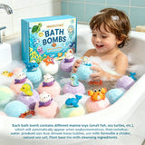 Bath Bombs Gift Set, Ocean Toy Bath Salt Ball Sleeve Box Bath Bombs, Bath Bombs with Surprise Inside, Bubble Bath 60g*12