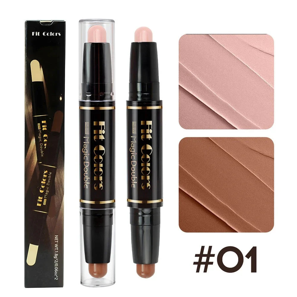 Double-head Highlight Shadow Stick Face Bronzer Contouring Pen Foundation Cream Concealer Makeup Base Beauty Women's Cosmetics