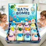 Bath Bombs Gift Set, Ocean Toy Bath Salt Ball Sleeve Box Bath Bombs, Bath Bombs with Surprise Inside, Bubble Bath 60g*12